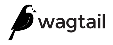 Image of the Wagtail CMS logo, which has a stylized wagtail bird next to the word "wagtail"